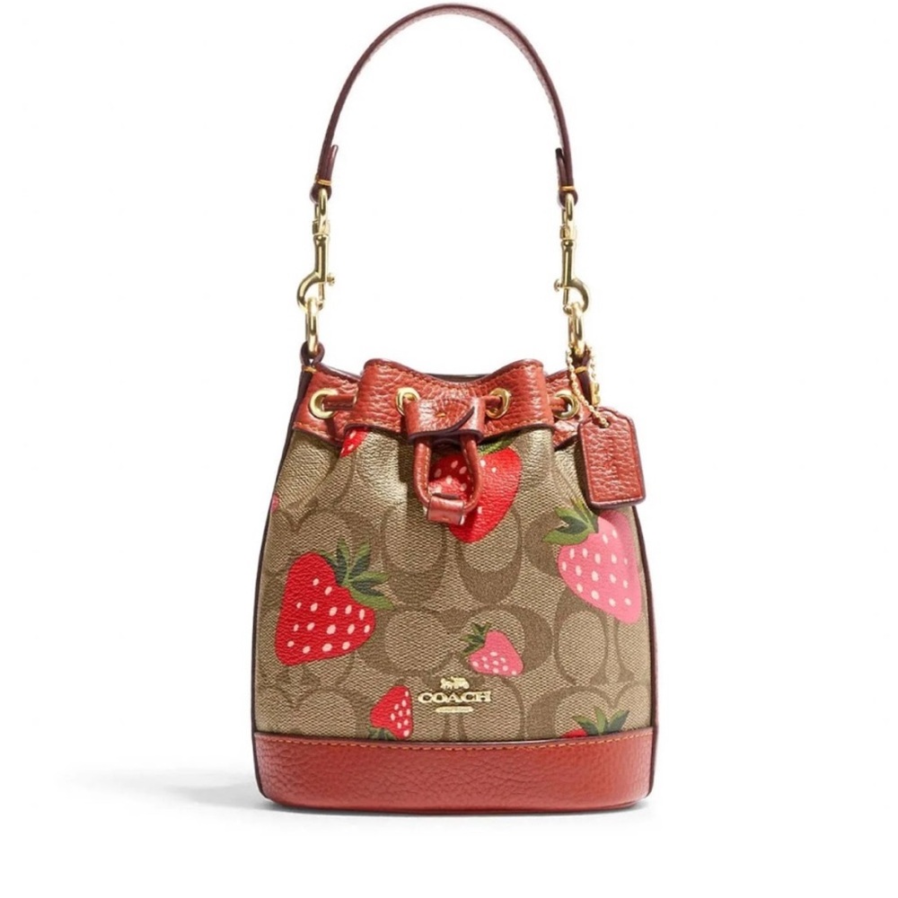 COACH Mini Dempsey Bucket Bag In Signature Canvas With Wild Strawberry
CH164